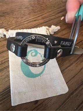 Origami Owl Black Leather Wrap Bracelet with Silver Window Frame